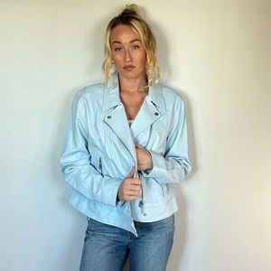 ✨Michael Kors Baby Blue Genuine Leather Jacket✨